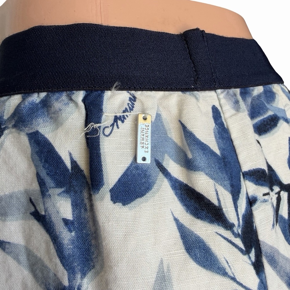 Armani‎ Exchange Botanical Maxi Skirt Sz 12 Blue White Lined Preppy Quiet Luxury - Picture 2 of 9